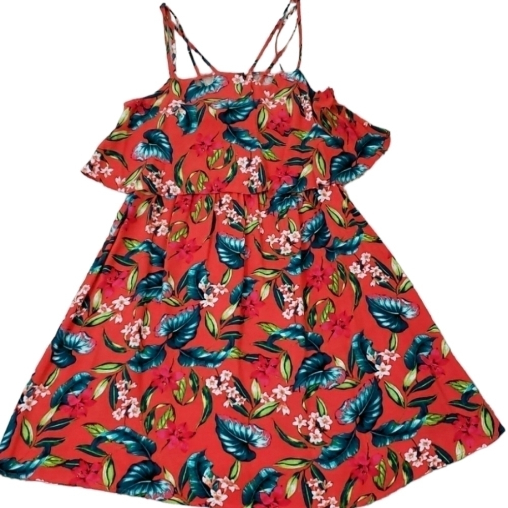 TOPSHOP~Size 2P Petite~Orange/Green Summer Dress
